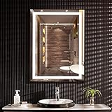 furduzz IL-01-60 Badezimmerspiegel mit Beleuchtung, 60x45 cm Badezimmerspiegel mit Touch Schalter, Led…
