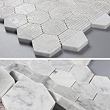 Diflart Carrara Italian White Carrera 5 cm Marmor-Sechskant-Mosaikfliesen poliert Badezimmer Küche Backsplash…