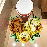 UKELER Badezimmerteppich mit Rosenmuster, gelbe Rosen, Blumenbereich, rutschfest, saugfähig, WC-Teppich,…