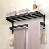DDS-DUDES Schwarze Handtuchhalter für Badezimmer, Handtuchregal mit Doppelhandtuchstangen, WC-Wandhalterung,…