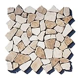 M-1-022 - 1 m² = 11 Fliesen - Marmor Bruchstein Mosaikfliesen"Mocca White" Naturstein Badezimmer Stein-Mosaik…