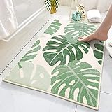 Lukinbox Leaf Bath Mats for Bathroom, Green Bathroom Rugs Non Slip, Ultra Soft Bath Rug Cute Small Floor…