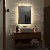 Alasta Spiegel | Lisbona Badspiegel 80x150cm mit LED Beleuchtung | LED Farbe Weiß Warm | Design Badezimmerspiegel
