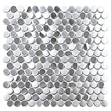 Blujellyfish Silver Penny runde Fliesen, Edelstahl, 1,9 cm, Mosaik für Küche, Badezimmer, Akzent, Wandrückwand,…