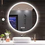 S'bagno 600mm runder beleuchteter Badezimmerspiegel mit LED-Beleuchtung, Badspiegel mit Beleuchtungmit…