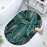 Super saugfähige Kieselgur Erdstein-Badematte, Alocasia, große, grüne Blätter, schnell trocknende Badezimmerteppiche,…