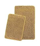 Yeaban Gold Badezimmer Teppiche Sets 2-teilig - Dicke Chenille Badematten | Saugfähig und Waschbar Badteppich…