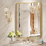 Brightify Goldfarbener Badezimmerspiegel für Wand, 55,9 x 76,2 cm, rechteckiger goldener Metallrahmen,…