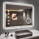 Dripex Badspiegel mit Beleuchtung Led Spiegel mit 3-Fach Schminkspiegel und Steckdose, Dimmbar, 3 Lichtfarbe…