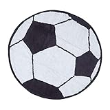 Homescapes Kinderteppich Fußball Bunter Teppich, Vorleger 80 cm Durchmesser. Farben: Schwarz und Weiß.…