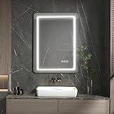 furduzz 80*60cm LED Mirror for Bathroom,Dimmable Lighted Bathroom Vanity Mirror with Touch Switch Control,…