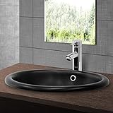 ML-Design Waschbecken aus Keramik in Schwarz matt 49x40,5x19,5 cm Oval, Einbauwaschbecken mit Überlauf,…