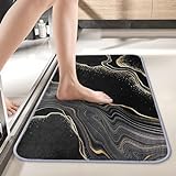 Bayson Marmor-Badematte, 43,2 x 76,2 cm, schwarzer Marmor-Badeteppich, dekorative Bodenmatte, rutschfeste…