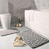 Badematte, 2-teiliges Memory-Schaum, Kopfsteinpflaster-Badezimmerteppich-Set, weich, saugfähig, WC-Dusche,…