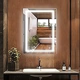 Badezimmerspiegel mit Beleuchtung, Wandspiegel Badspiegel mit Touchschalter, Kaltweiße Spiegel, Rechteckiger…