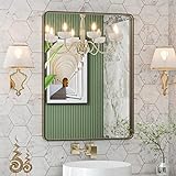 LOAAO 55,9 x 76,2 cm Bronze-Badezimmerspiegel für Schminktisch, abgerundet, rechteckig, gebürsteter…