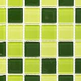 Mosaik Fliese Transluzent grün Glasmosaik Crystal hellgrün grün dunkelgrün für WAND BAD WC DUSCHE KÜCHE FLIESENSPIEGEL THEKENVERKLEIDUNG BADEWANNENVERKLEIDUNG Mosaikmatte Mosaikplatte