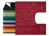 npluseins Mikrofaser Badteppich - viele Farben & Größen 800.1026, rot, 50 x 45 cm mit Ausschnitt