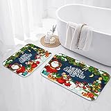 ArtSocket Weihnachts-Badezimmerteppiche und -matten-Set, 2-teilig, Weihnachtsmann-Badezimmerteppiche,…