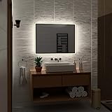Alasta Spiegel | Osaka Badspiegel 60x40cm mit LED Beleuchtung | LED Farbe Neutralweiß | Design Badezimmerspiegel