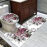 FGHJSF Badezimmermatten und Teppiche Lilane Blumen 3-teiliges Badteppich-Set Toilettensitzbezug und…