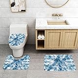 OSVAW Badezimmerteppich-Set, 3-teilig, mit WC-Abdeckung, Badematten für Badezimmer, rutschfest, U-förmige…