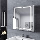 SONNI Spiegelschrank Bad mit Beleuchtung 65 cm breit doppeltürig Aluminium beschlagfrei Badezimmer spiegelschrank…
