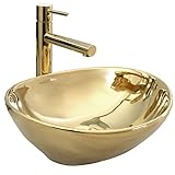 Rea Aufsatzwaschbecken SOFIA GOLD Waschtisch Handwaschbecken Spülbecken Waschschale Waschbecken für…