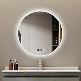 Goezes LED Badspiegel mit Beleuchtung 60cm Rund Badezimmerspiegel Dimmbarer 3 Farben, Schminkspiegel…