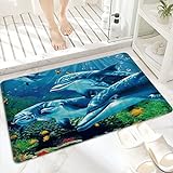 Badematte, rutschfest Waschbar Badezimmerteppich 60x100 cm,Niedliches Delphin-Tier des tiefen Ozeans…