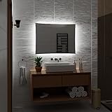 Alasta Spiegel | Lisbona Badspiegel 120x70cm mit LED Beleuchtung | Led Farbe Weiß Kalt | Design Badezimmerspiegel