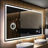 Badspiegel 140x60cm mit LED Beleuchtung - Wählen Sie Zubehör - Individuell Nach Maß - Beleuchtet Wandspiegel…