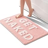 QJHOMO Get Naked Badematte Rosa und Weiß Badezimmermatten 60 x 90 cm, rutschfeste Badematten für Badezimmer,…