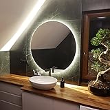 Artforma Runder Badspiegel mit LED Beleuchtung 55cm - Wählen Sie Zubehör - Individuell Nach Maß - Beleuchtet…