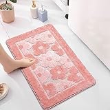 Badezimmer Teppich, Niedlich Rosa Badematte Fußmatte Nette Weich Verdickte Mikrofaser Kirschblüten Bodenmatte,…