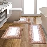 Sunla Badezimmerteppich-Set, 3-teilig, luxuriöses Chenille, ultraweich, Badvorleger und WC-Matten, flauschig,…