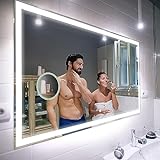 FORAM Badspiegel 80x60cm mit LED Beleuchtung - Wählen Sie Zubehör - Individuell Nach Maß - Beleuchtet…