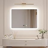 Boromal Badezimmerspiegel mit Beleuchtung 80x60cm Badspiegel mit Beleuchtung und Uhr 3 Lichtfarbe Dimmbar…