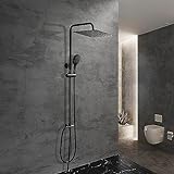 Görbach Duschset Duschsystem Überkopfbrauseset Duschstange Duschsäule ohne Duscharmatur matt schwarz…