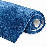 etérea Badematte Badteppich 50x50cm Blau Microfaser Badezimmerteppich Vicky - WC Teppich - Flauschig,…
