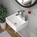 Kichae Waschbecken mit Wandhalterung, hängend, kleines Gefäß, rechteckig, 33 x 27,9 cm, modernes Badezimmer,…