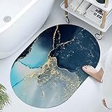 Super saugfähige Badematte mit Kieselgur und Erdstein, Blau, Gold, Marmor, schnell trocknend, Badezimmerteppiche,…