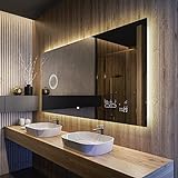 Artforma Badspiegel 120x80cm mit LED Beleuchtung - Wählen Sie Zubehör - Individuell Nach Maß - Beleuchtet…