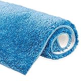 etérea Badematte Badteppich 60x100cm Hellblau Microfaser Badezimmerteppich Vicky - WC Teppich - Flauschig,…