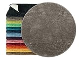 npluseins Mikrofaser Badteppich - viele Farben & Größen 800.1026, Taupe, 110 cm rund