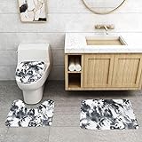 OSVAW Badezimmerteppich-Sets 3-teilig mit WC-Abdeckung, Badematten für Badezimmer rutschfest, U-förmige…