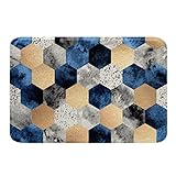 Hexagon Teppich 16"X 24",Bienenkorb Badematte,Waben Geometrie Outdoor Teppich Willkommensmatte Marmorkorn…