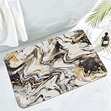 MitoVilla Schwarz Gold Badezimmerteppichmatte, abstrakte Marmor-Badematten für Badezimmer, rutschfest,…