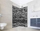 NORILIVING Duschrückwand Fliesenersatz Dusche 100x200 cm Motiv Steinverblender Schiefer schwarz | Duschwand…
