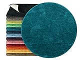 npluseins Mikrofaser Badteppich - viele Farben & Größen 800.1026, Petrol, 110 cm rund